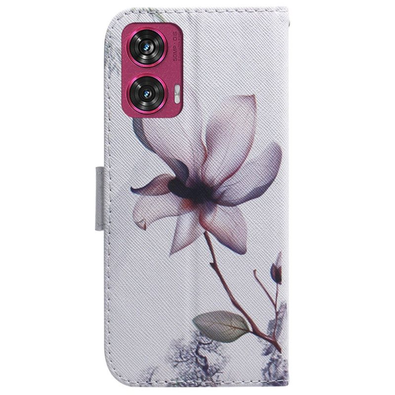 Folio Deksel Motorola Edge 50 Fusion Rosa Blomst