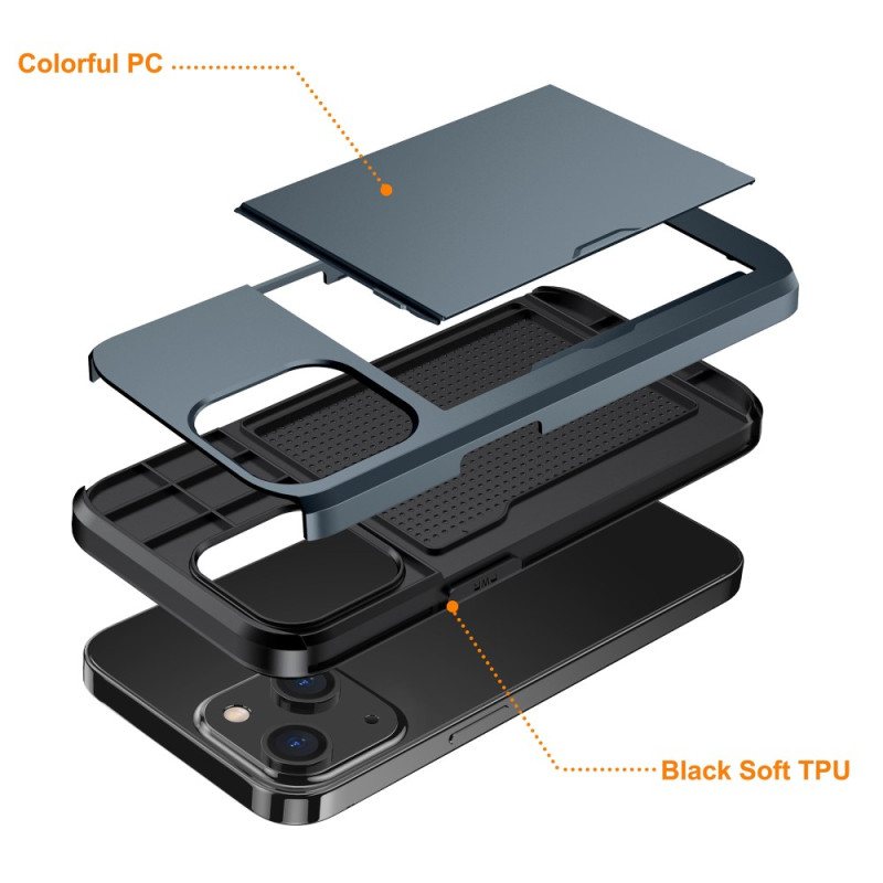 Deksel Til iPhone 15 Plus Integrert Metalleffektkortholder