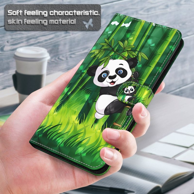 Folio Deksel Til iPhone 15 Plus Med Kjede 3d Bamboo Panda Med Stropp