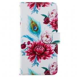 Folio Deksel Til iPhone 15 Plus Med Kjede Blomster Med Stropp