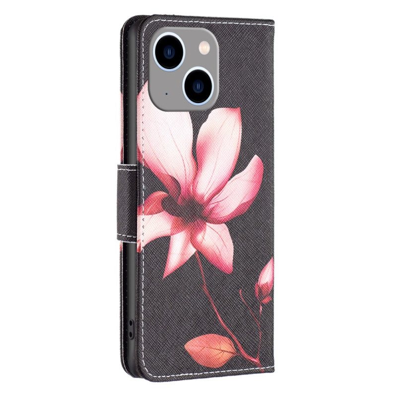 Folio Deksel Til iPhone 15 Plus Rosa Blomst