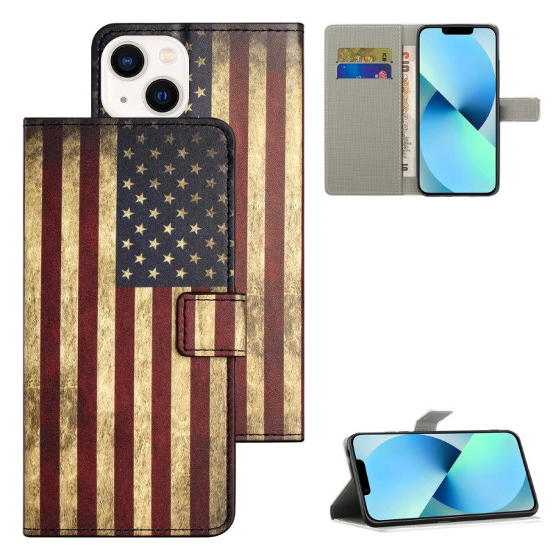 Lærdeksel Til iPhone 15 Plus Vintage Usa-flagg