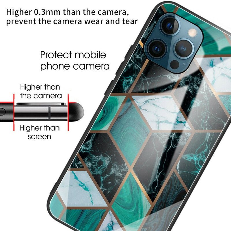 Deksel Til iPhone 13 Pro Max Geometri Marmor Herdet Glass