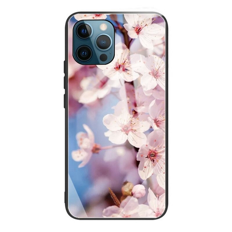 Deksel Til iPhone 13 Pro Max Realistiske Blomster I Herdet Glass