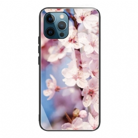 Deksel Til iPhone 13 Pro Max Realistiske Blomster I Herdet Glass