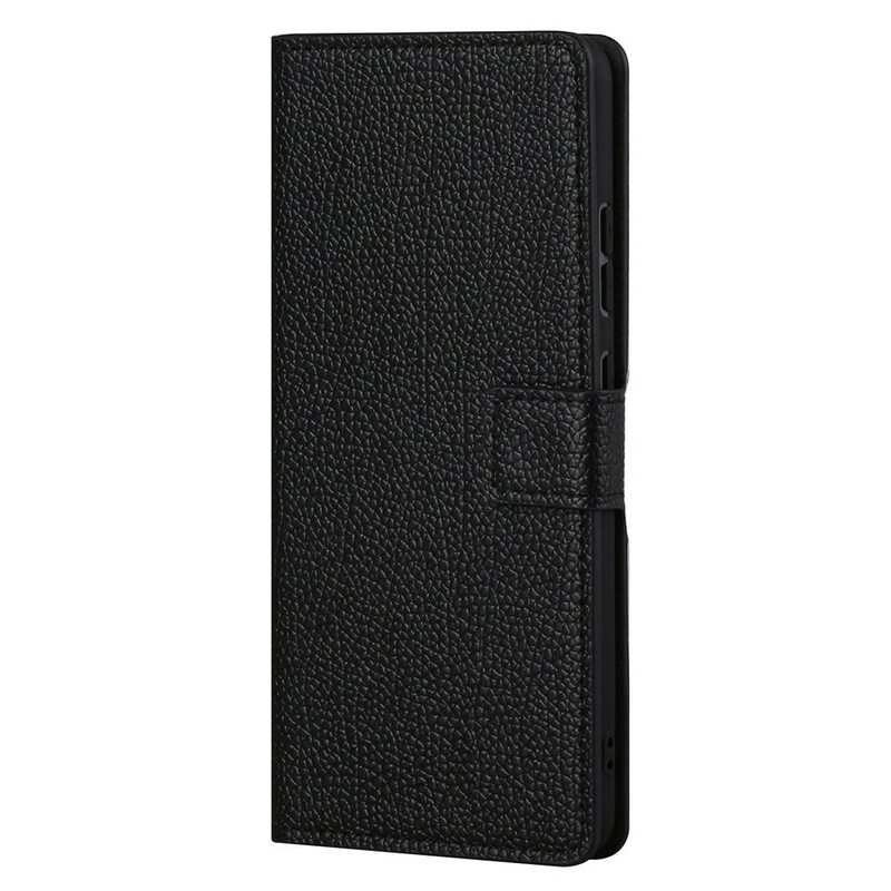 Folio Deksel Til iPhone 13 Pro Max Litchi Grain Leather Effect