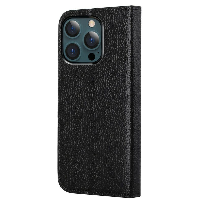 Folio Deksel Til iPhone 13 Pro Max Litchi Grain Leather Effect