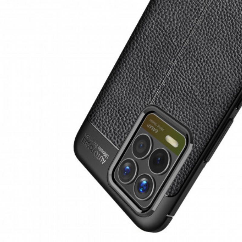 Deksel Til Realme 8 / 8 Pro Dobbel Linje Litchi Leather Effect