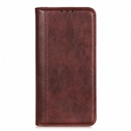 Beskyttelse Deksel Til Xiaomi Redmi Note 10 / 10S Folio Deksel Litchi Split Leather-versjon