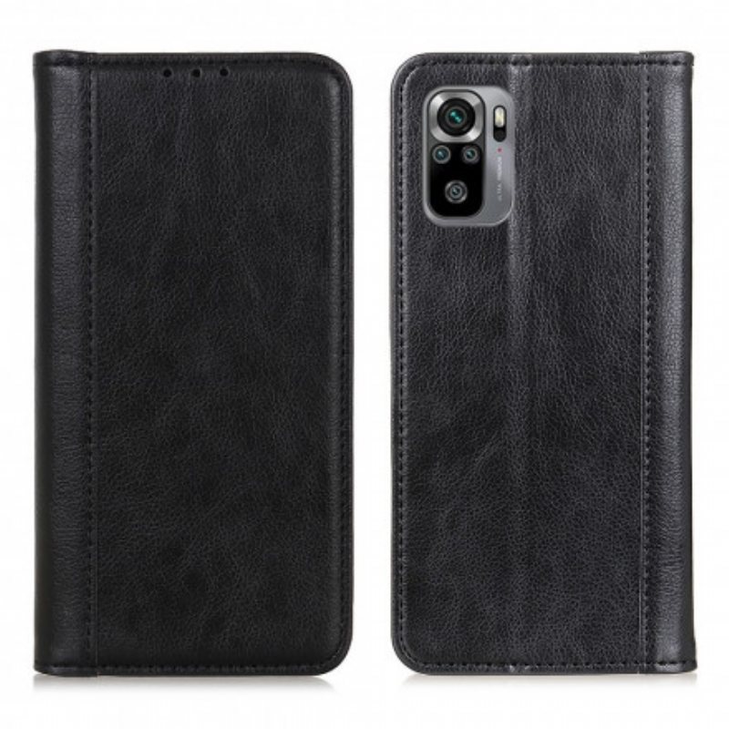 Beskyttelse Deksel Til Xiaomi Redmi Note 10 / 10S Folio Deksel Litchi Split Leather-versjon