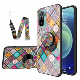 Deksel Til Xiaomi Redmi Note 10 / 10S Patchwork Magnetisk Holder