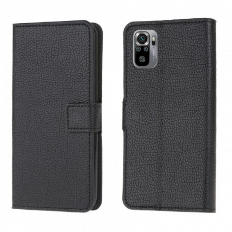 Folio Deksel Til Xiaomi Redmi Note 10 / 10S Litchi Grain Leather Effect