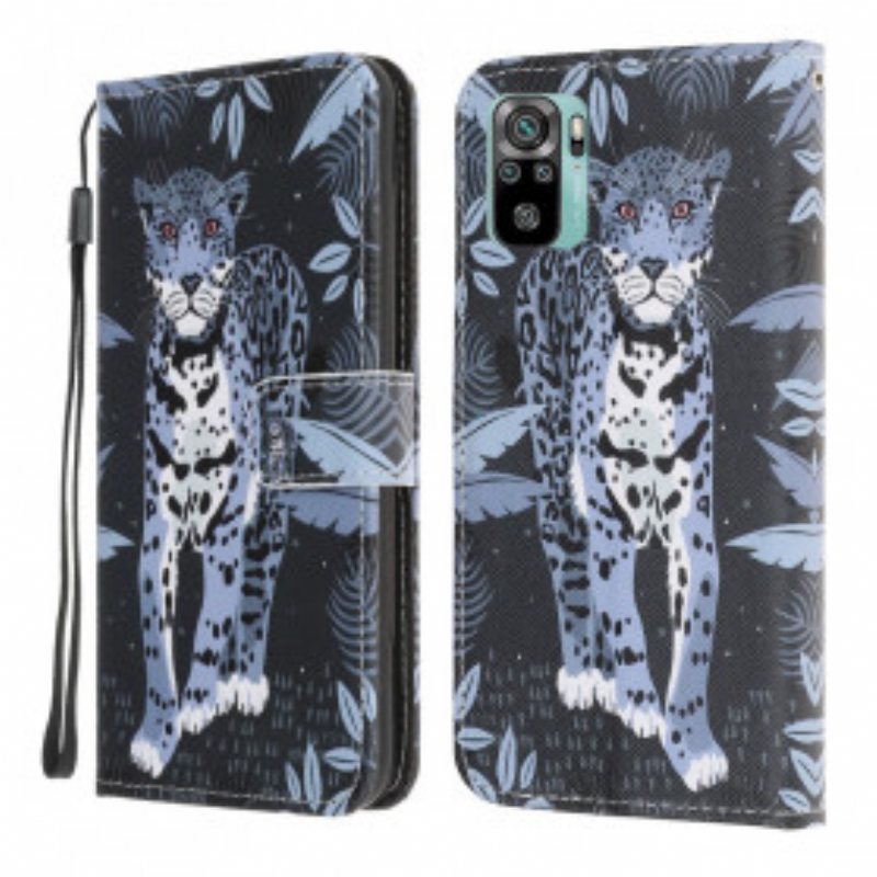 Folio Deksel Til Xiaomi Redmi Note 10 / 10S Med Kjede Strappy Leopard