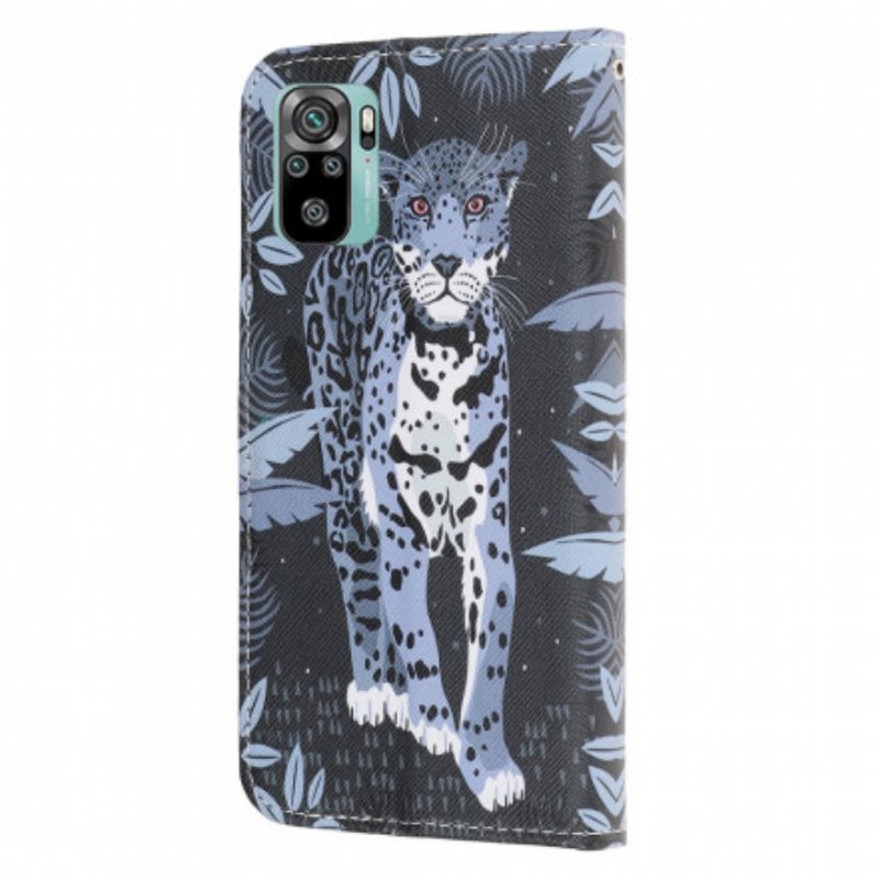 Folio Deksel Til Xiaomi Redmi Note 10 / 10S Med Kjede Strappy Leopard