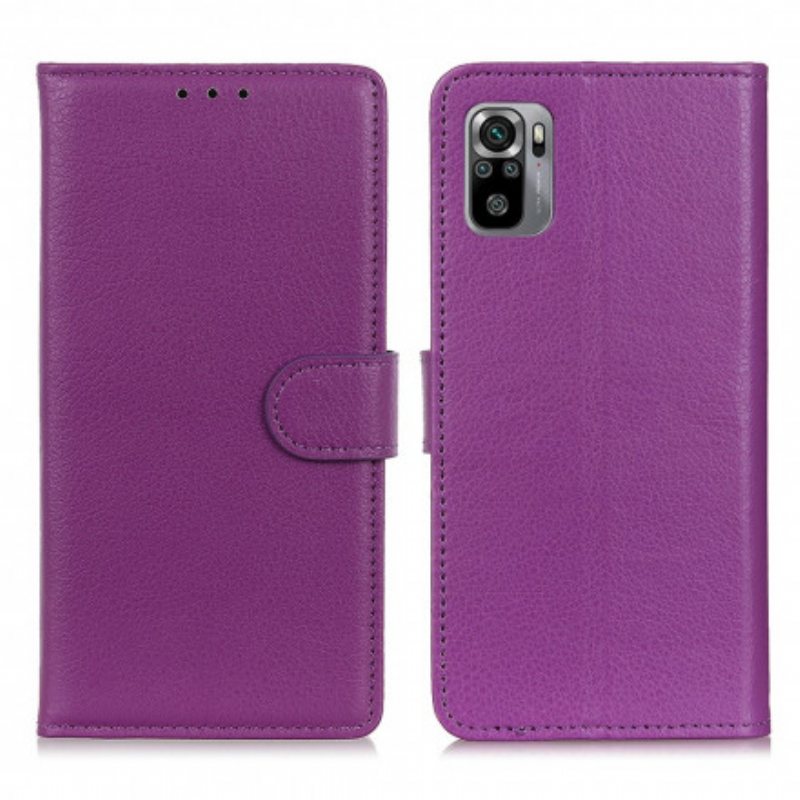 Folio Deksel Til Xiaomi Redmi Note 10 / 10S Premium Litchi-skinneffekt