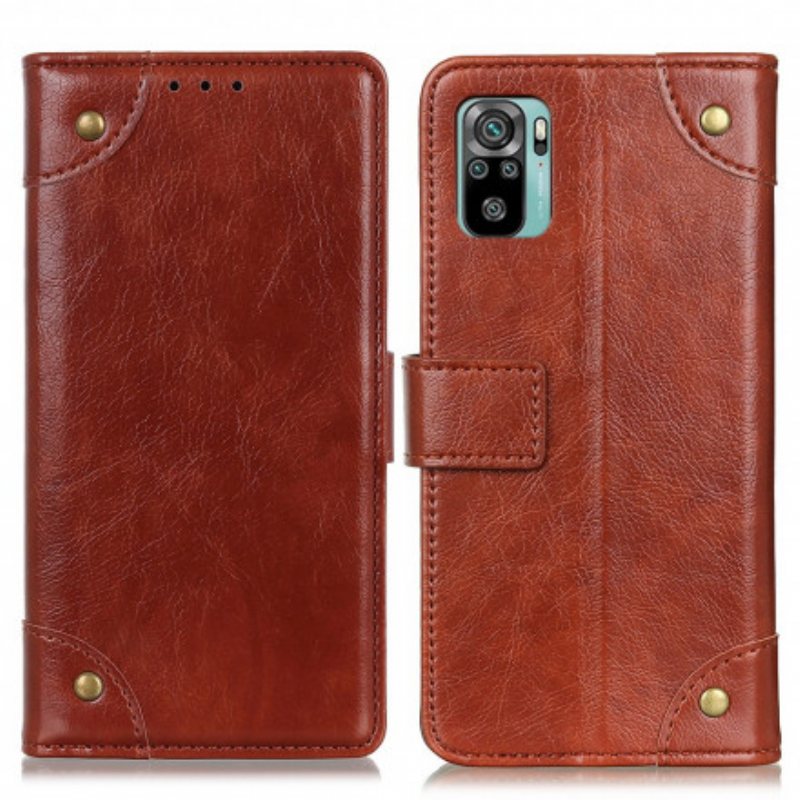 Folio Deksel Til Xiaomi Redmi Note 10 / 10S Stil Nappa Leather Vintage Nagler