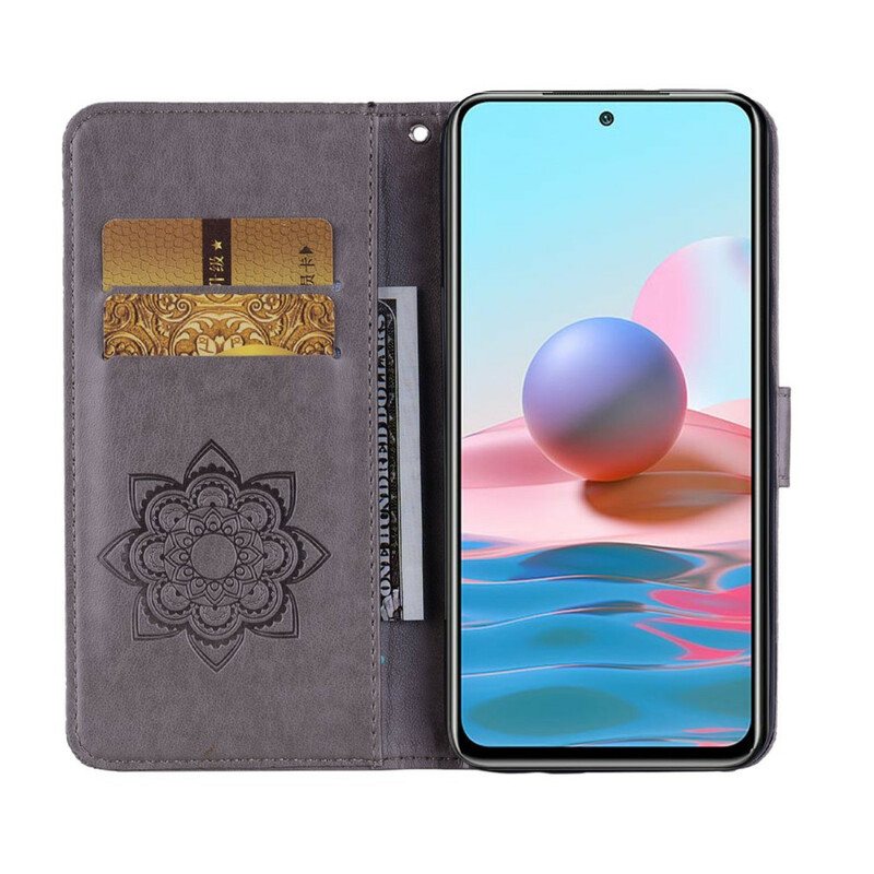 Folio Deksel Til Xiaomi Redmi Note 10 / 10S Ugle Mandala Og Nøkkelbånd