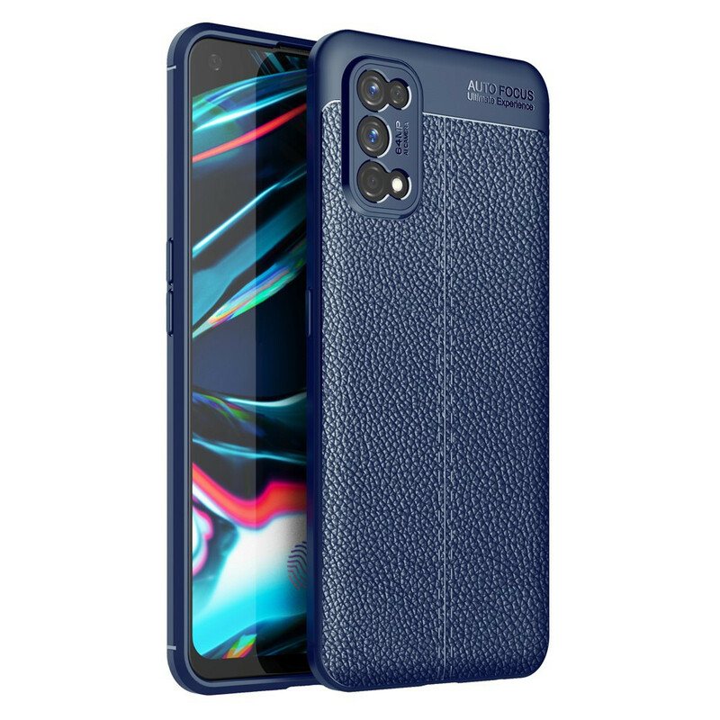 Deksel Til Realme 7 Pro Dobbel Linje Litchi Leather Effect