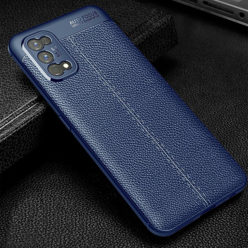 Deksel Til Realme 7 Pro Dobbel Linje Litchi Leather Effect