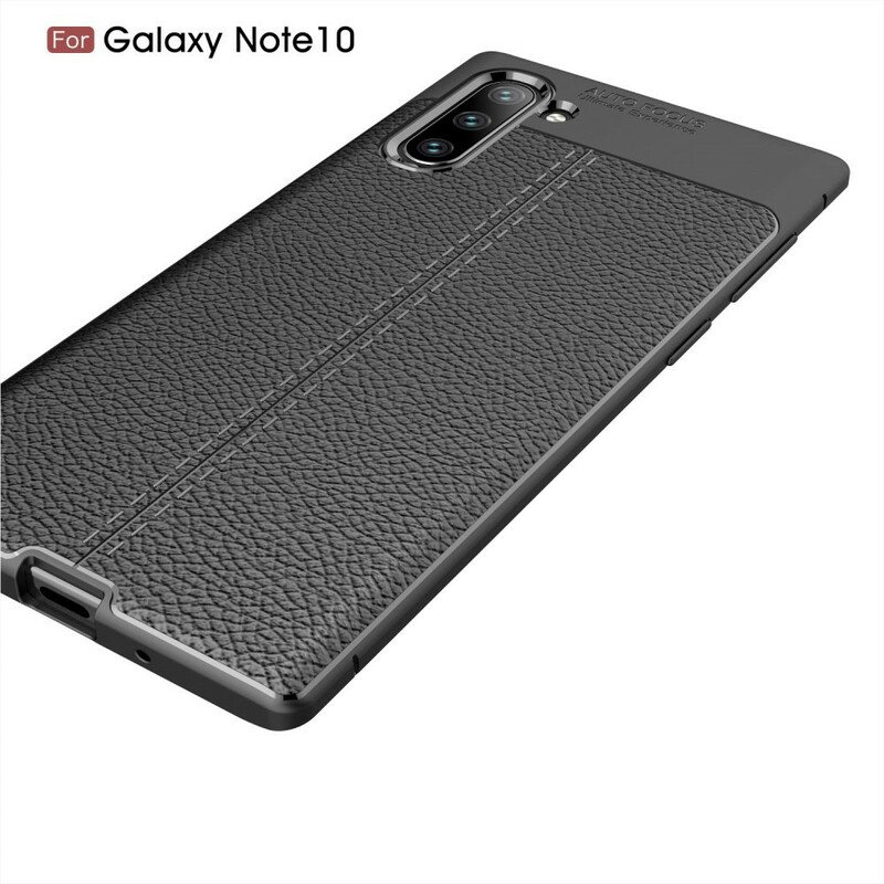 Deksel Til Samsung Galaxy Note 10 Dobbel Linje Litchi Leather Effect