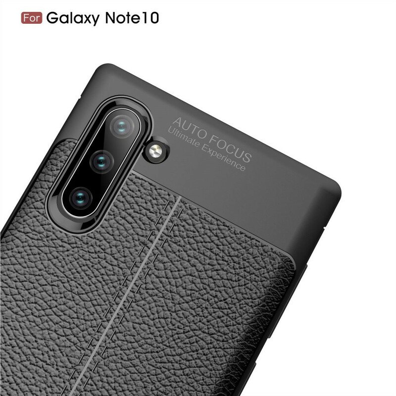 Deksel Til Samsung Galaxy Note 10 Dobbel Linje Litchi Leather Effect