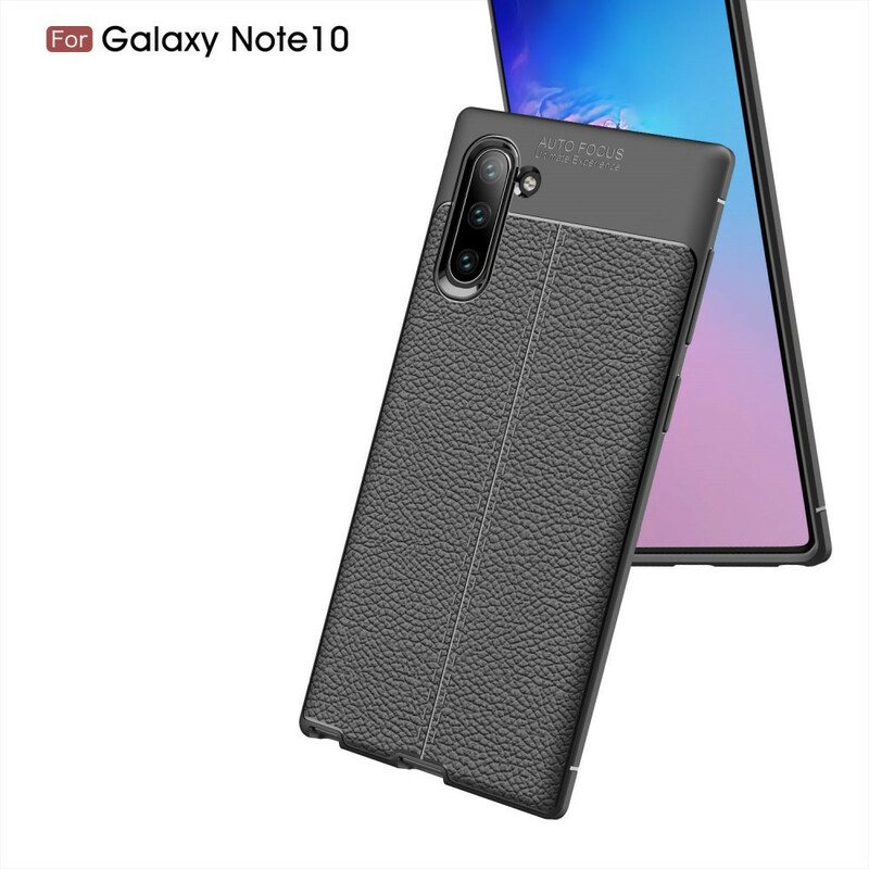 Deksel Til Samsung Galaxy Note 10 Dobbel Linje Litchi Leather Effect