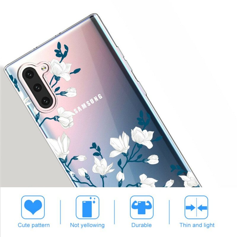 Deksel Til Samsung Galaxy Note 10 Hvite Blomster