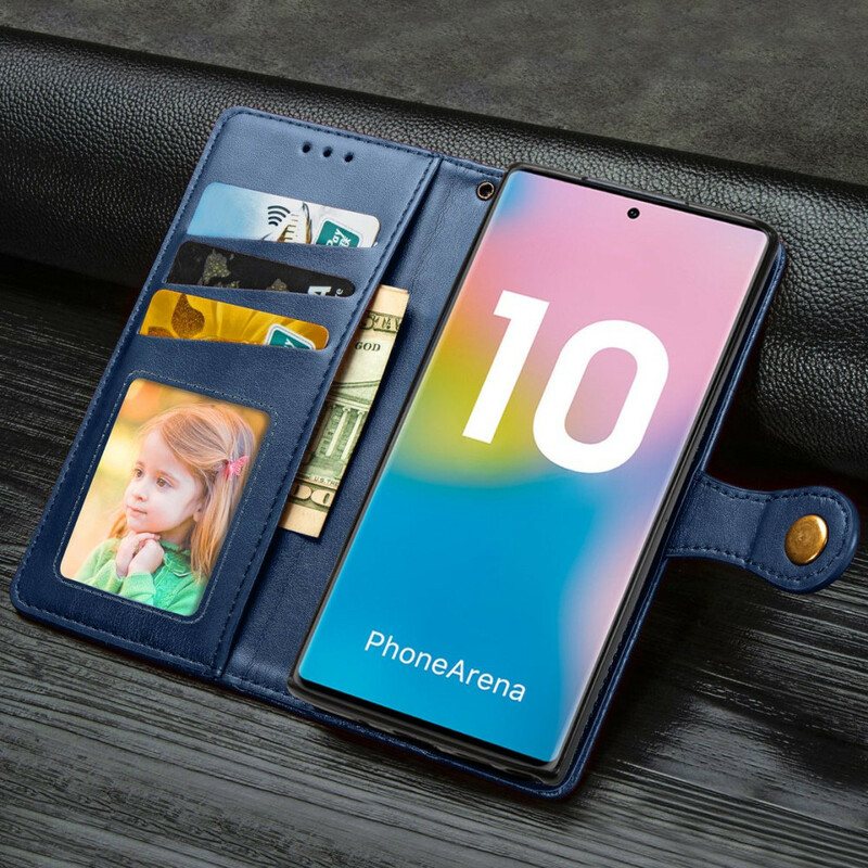 Folio Deksel Til Samsung Galaxy Note 10 Med Kjede Elegant Strappy I Kunstskinn