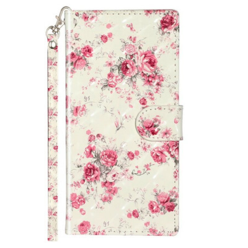 Folio Deksel Til Samsung Galaxy Note 10 Med Kjede Strap Light Spot Flowers