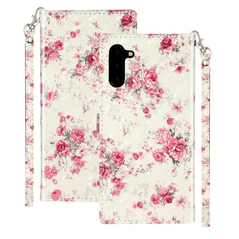 Folio Deksel Til Samsung Galaxy Note 10 Med Kjede Strap Light Spot Flowers