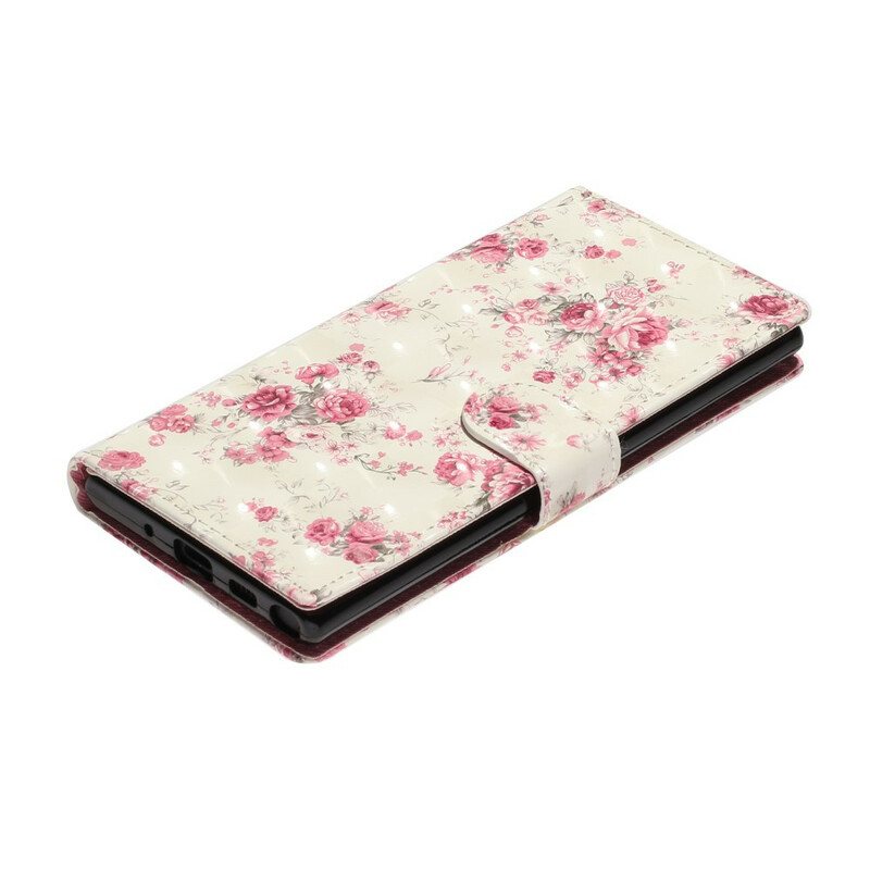 Folio Deksel Til Samsung Galaxy Note 10 Med Kjede Strap Light Spot Flowers