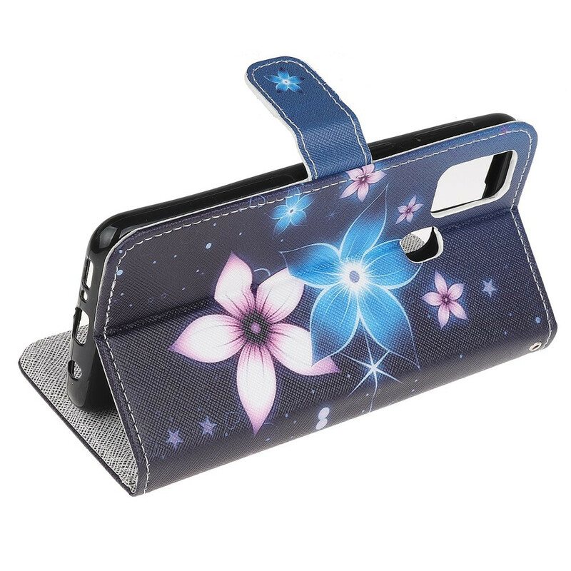 Folio Deksel Til Samsung Galaxy M31 Med Kjede Lunar Strap Blomster