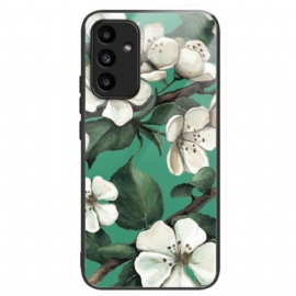 Deksel Samsung Galaxy A15 5g Herdet Glass Hvite Blomster