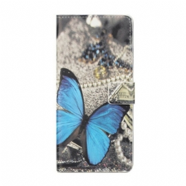 Folio Deksel Til Xiaomi Redmi Note 9 Pro 5G Blå Sommerfugl