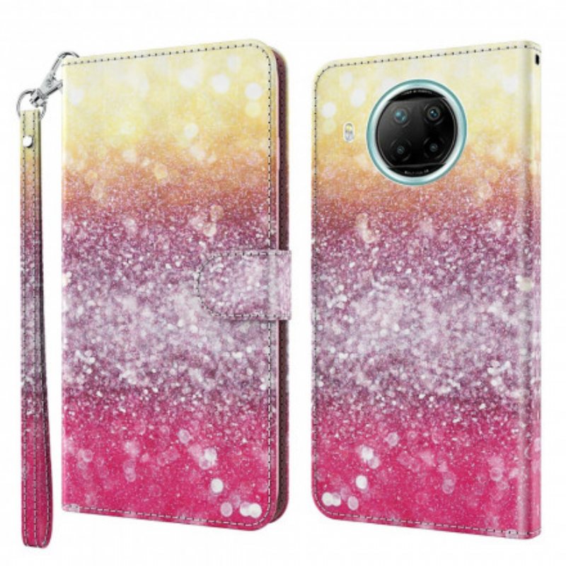 Folio Deksel Til Xiaomi Redmi Note 9 Pro 5G Light Spot Glitter Magenta