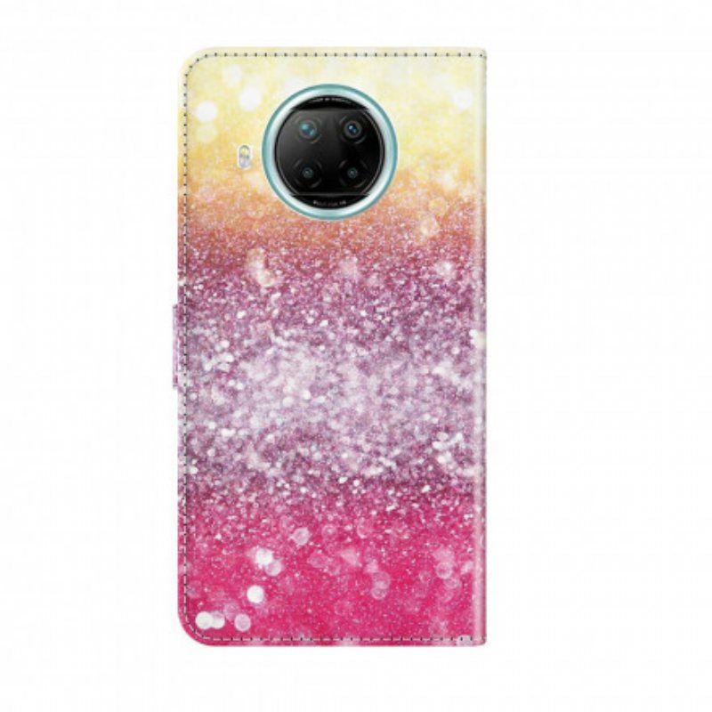 Folio Deksel Til Xiaomi Redmi Note 9 Pro 5G Light Spot Glitter Magenta