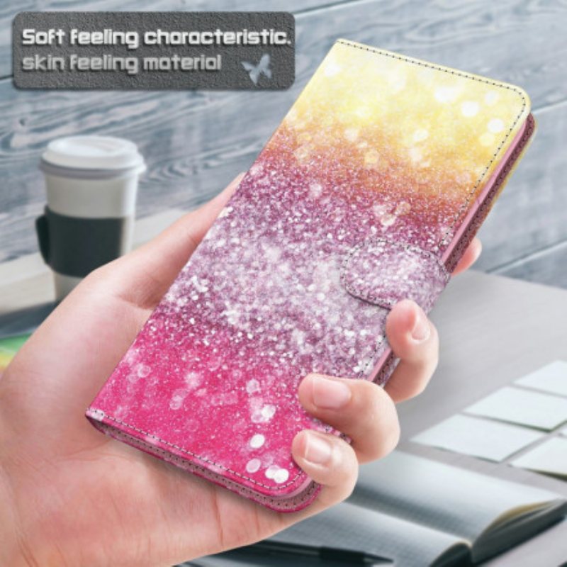 Folio Deksel Til Xiaomi Redmi Note 9 Pro 5G Light Spot Glitter Magenta