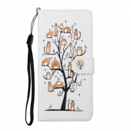 Folio Deksel Til Xiaomi Redmi Note 9 Pro 5G Med Kjede Funky Cats Med Stropp