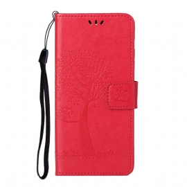 Folio Deksel Til Xiaomi Redmi Note 9 Pro 5G Med Kjede Stringtre Og Ugler
