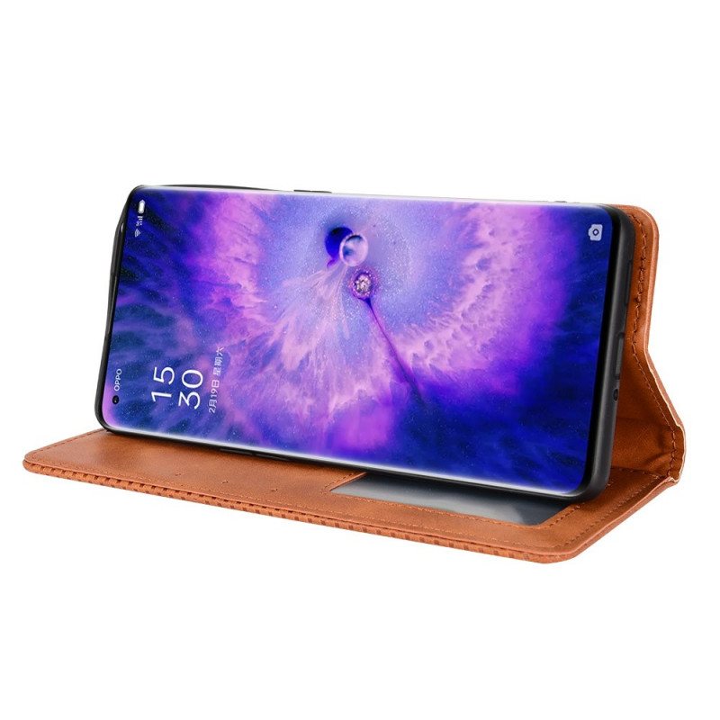 Beskyttelse Deksel Til Oppo Find X5 Folio Deksel Stilisert Vintage Skinneffekt