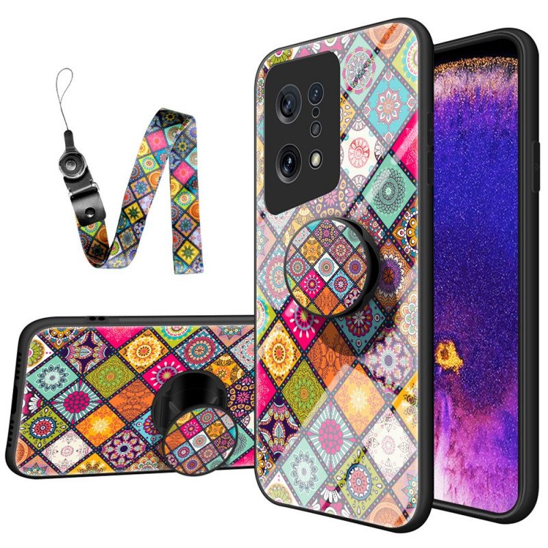 Deksel Til Oppo Find X5 Patchwork Magnetisk Holder