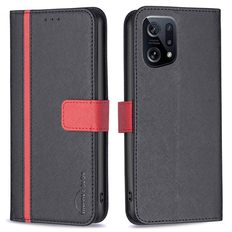 Folio Deksel Til Oppo Find X5 Faux Leather Tetxuré Binfen Farge