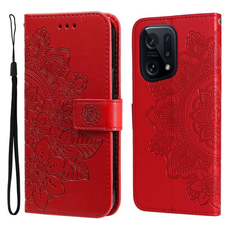 Folio Deksel Til Oppo Find X5 Med Kjede Strappy Mandala