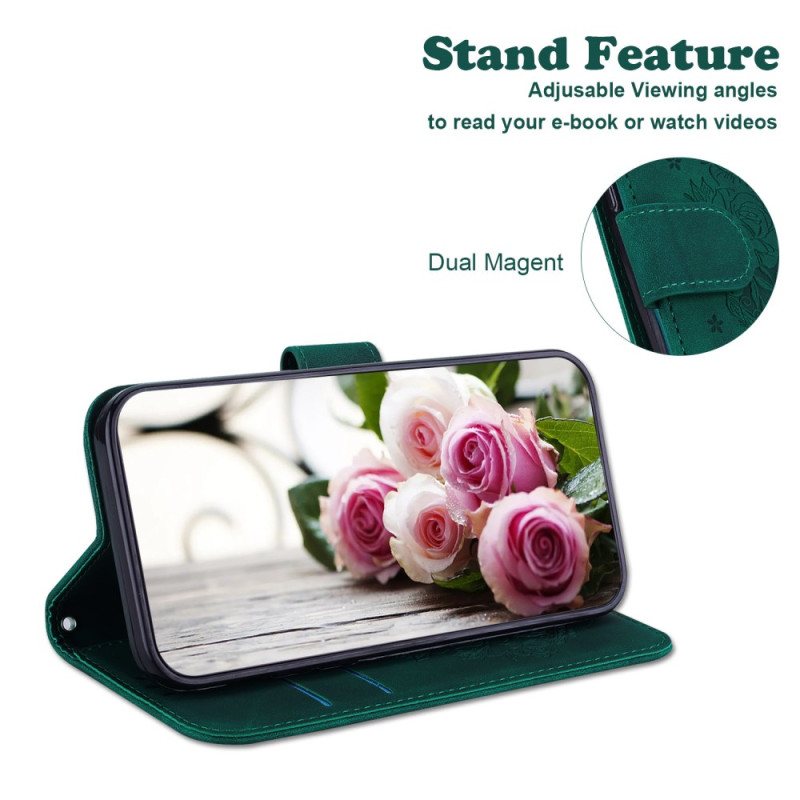 Folio Deksel Honor X9b / Magic 6 Lite Rose Og Sommerfugler Med Stropp