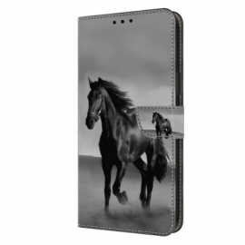 Lærdeksel Folio Deksel Honor X9b / Magic 6 Lite Svart Hest