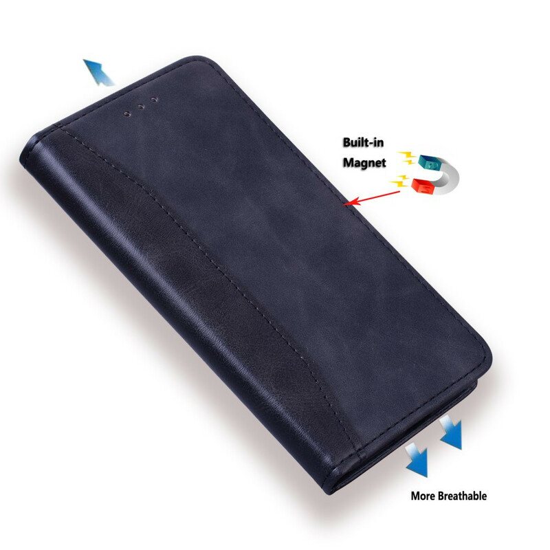 Beskyttelse Deksel Til Huawei P Smart 2020 Folio Deksel Tofarget Business Leather Effect