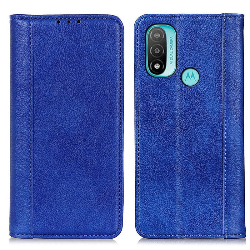 Beskyttelse Deksel Til Moto E40 / E30 / E20 Folio Deksel Elegance Split Litchi Leather