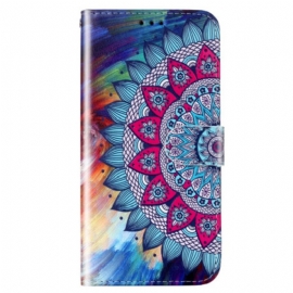 Folio Deksel Til Xiaomi Redmi 10A Med Kjede Fargerik Strappy Mandala