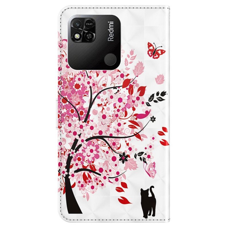 Folio Deksel Til Xiaomi Redmi 10A Med Kjede Strappy Rose Tree