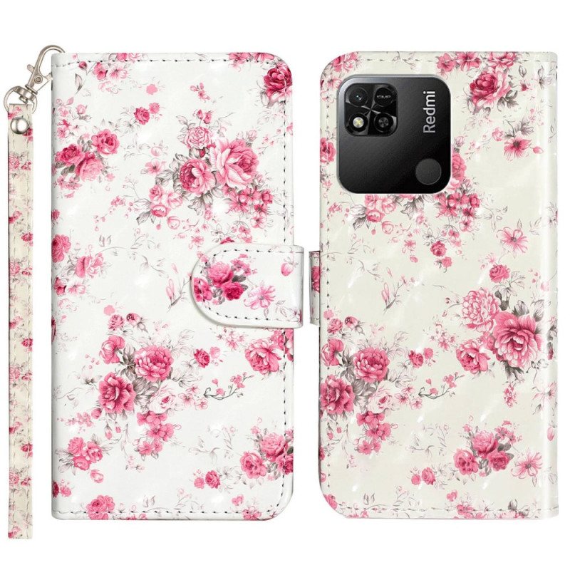 Folio Deksel Til Xiaomi Redmi 10A Med Kjede Stropp Liberty Flowers